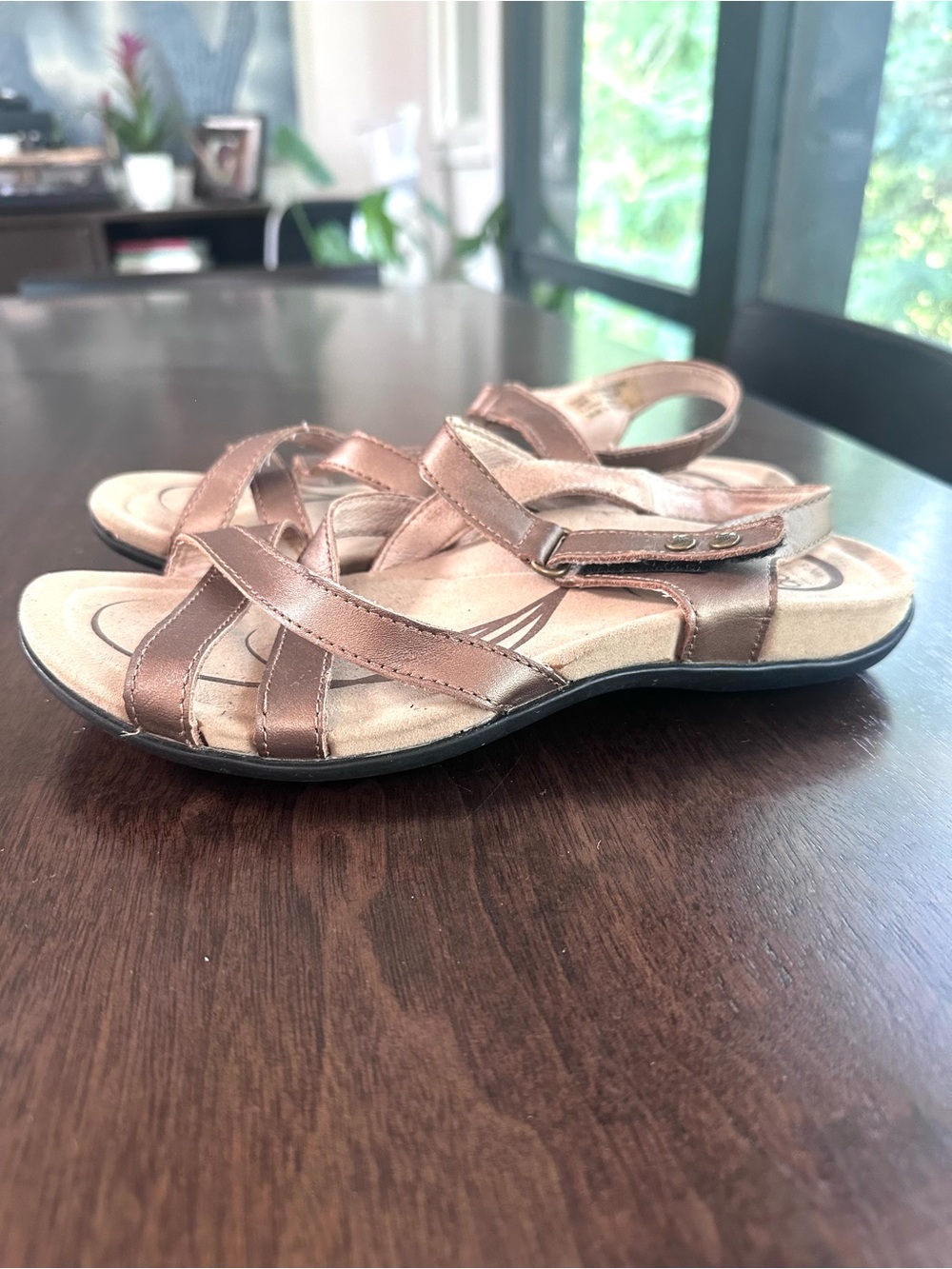 Abeo Women's Laguna Adjustable Strappy Sandals in Metallic Bronze Copper 7.5